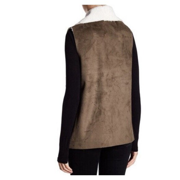Susina Vest Womens XS  Faux Shearling Suede Open Drape Front gorp Rustic New - Picture 2 of 9